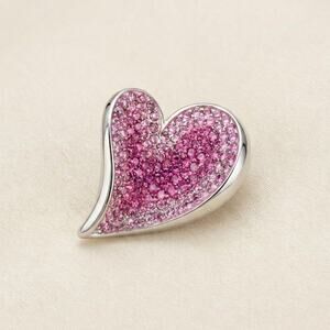 Vintage 925 Sterling Silver Pink Gemstone Heart Pendant Love Charm